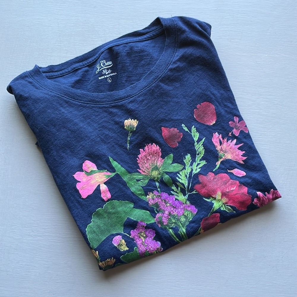 J.Crew Floral Tee style BB670 sz L EUC